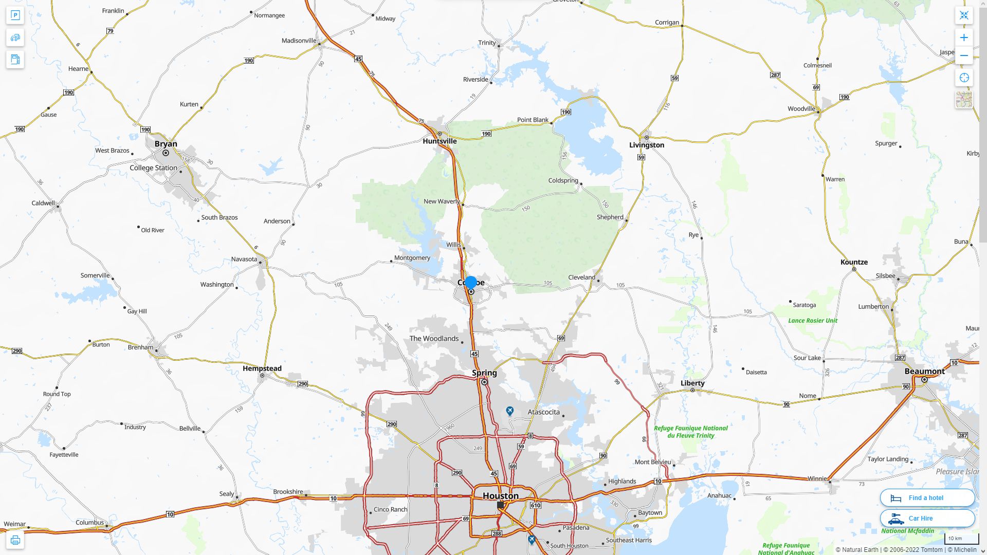 Conroe Texas Highway and Road Map